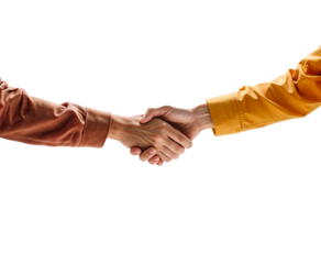Two hands shaking on a transparent background