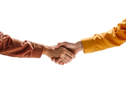 Two hands shaking on a transparent background