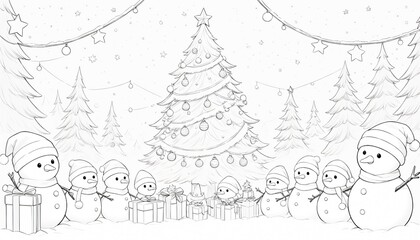 Obraz premium Merry Christmas winter illustration simple minimalist Background