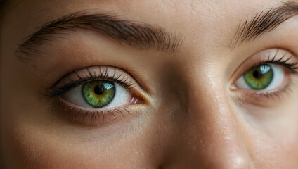 Intriguing Green Eyes: A close-up portrait of captivating green eyes, filled with depth and mystery.