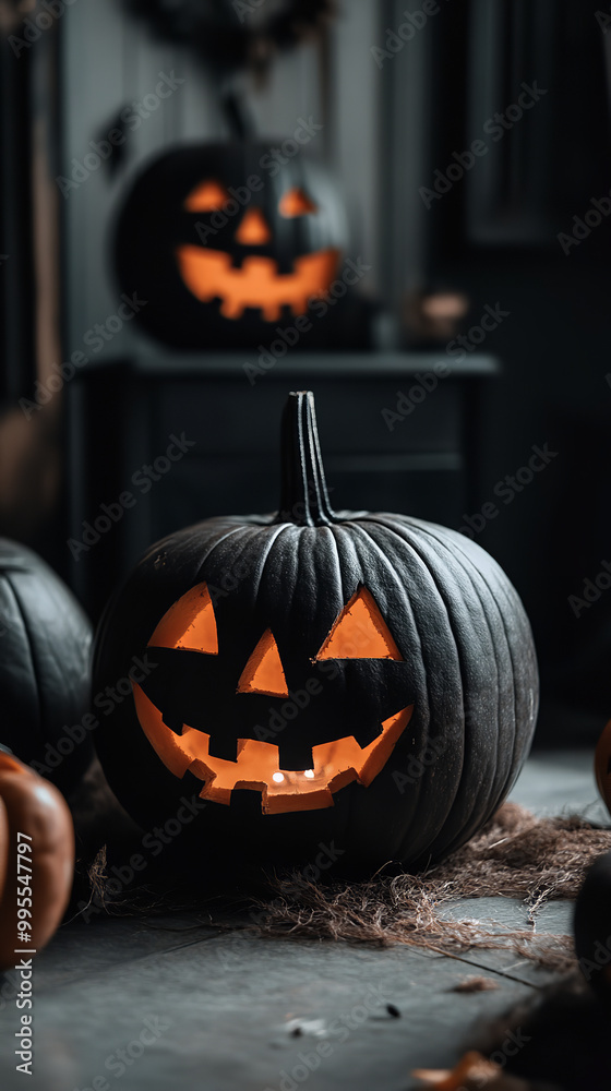 Sticker Sophisticated Halloween Office Atmosphere with Elegant Pumpkin Carvings  