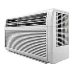 External air conditioning unit on a pink stand