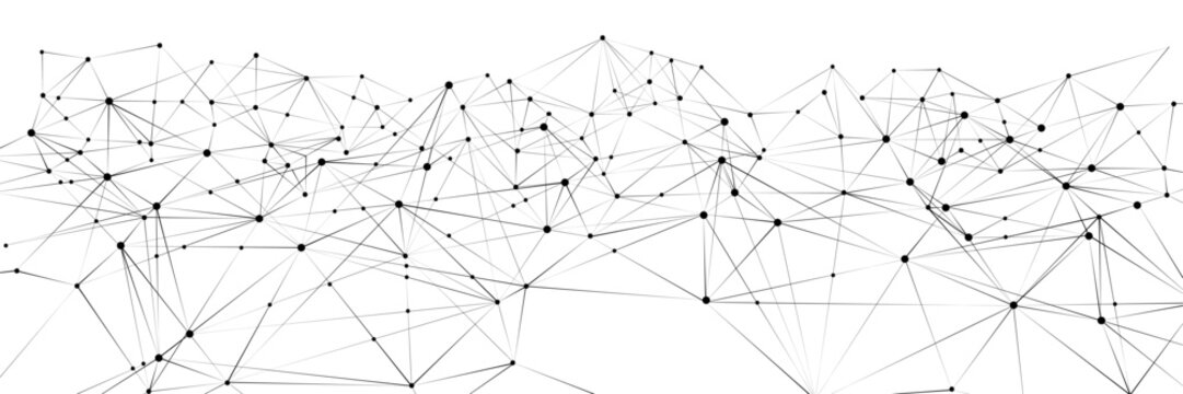 Vector illustration. Web of interconnected data, visualizing complex networks that drive technological progress and digital innovation. Concept of technology, science. Wallpaper. Pattern.