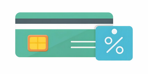 Flat Isolated Sale Tag and Credit Card Vector Design for E-commerce Marketing - Ideal for Retail Promotions and Financial Transactions