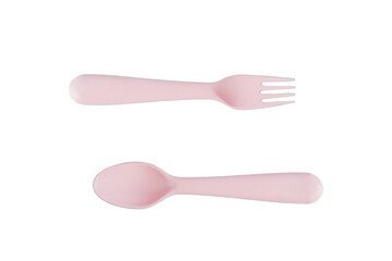 Pink spoon isolated on transparent background.