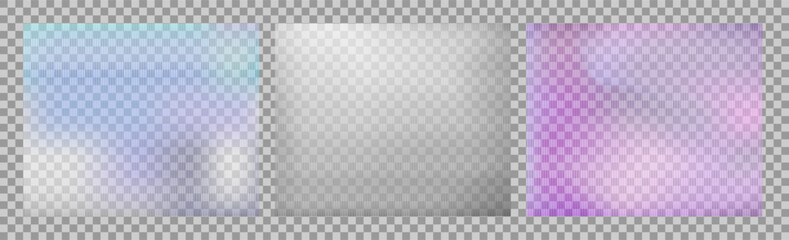 Reeded glass transparent texture set. Reeded translucent plastic texture. Refraction texture acrylic ribbed bath separation wall. Vertical line stripes texture overlay. Vector illustration