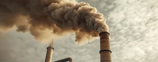Dark skyline filled with industrial smoke and pollution, representing the harmful effects of air pollution and environmental impact