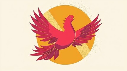 Red Dove of Peace Flying in a Circle