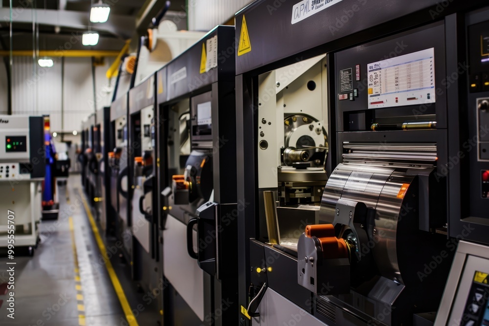 Fototapete close-up view of precision machined components in a modern manufacturing facility highlighting advan