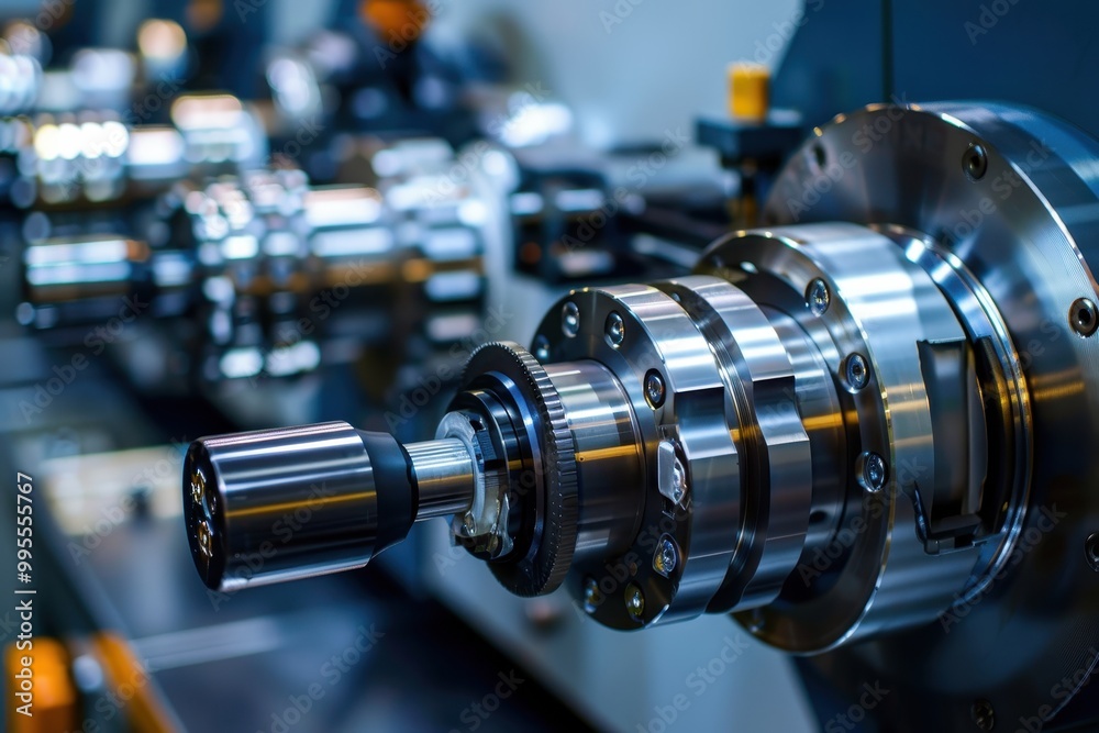 Fototapete close-up view of precision machined components in a modern manufacturing facility highlighting advan