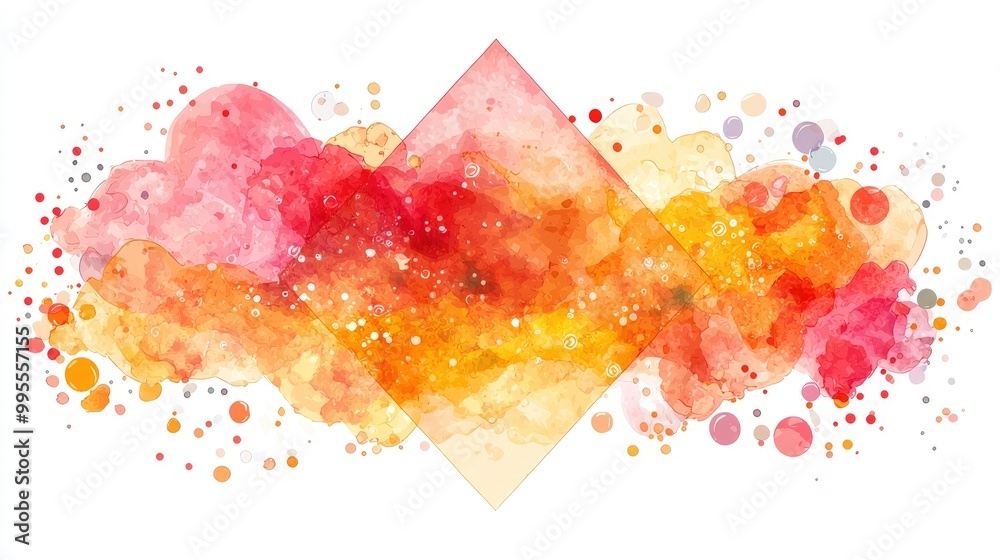 Poster Abstract Watercolor Background with Pink, Orange, and Yellow Colors