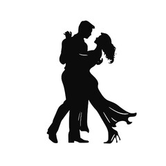 Salsa Couple Holding Pose Silhouette Vector