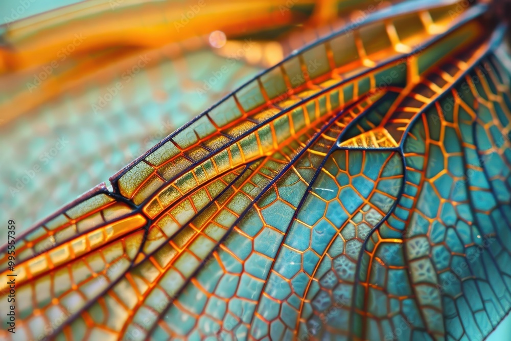Aufkleber a close-up view of a dragonfly resting on a leaf in a lush green environment during a bright sunny d