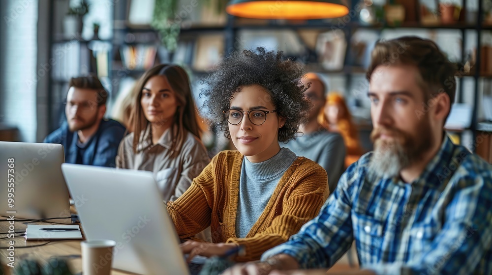 Aufkleber a diverse group of professionals working remotely from home, representing the rise of remote work in