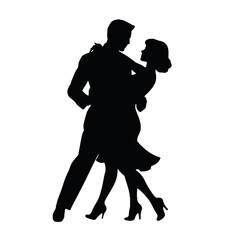 Dancing Couple Silhouette Salsa Vector Art