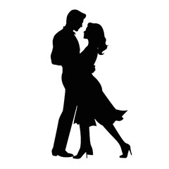 Salsa Rhythm Couple Silhouette Illustration