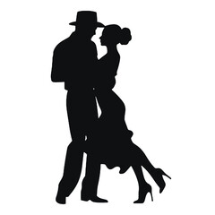 Salsa Dance Partners Silhouette Vector Art