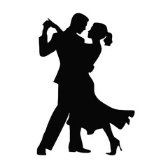 Salsa Dancing Couple Silhouette Vector Art