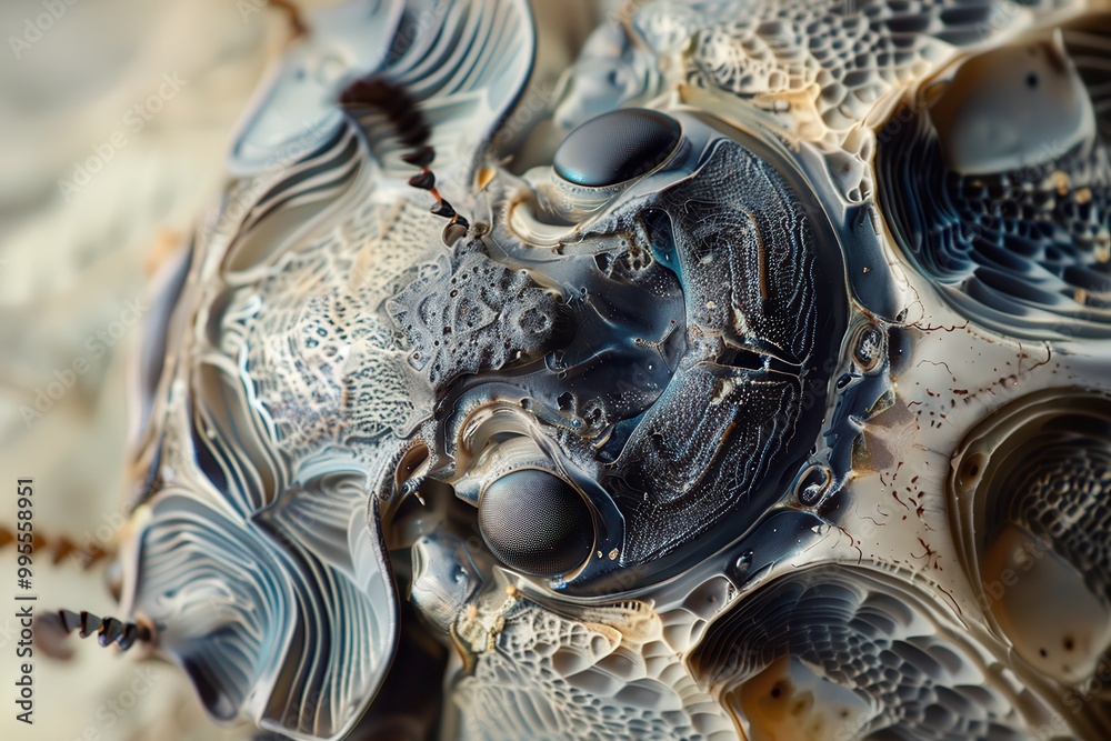 Poster Close-up of a marine creature showcasing intricate patterns and textures on its surface, likely found on the ocean floor in a vibrant underwater ecosystem