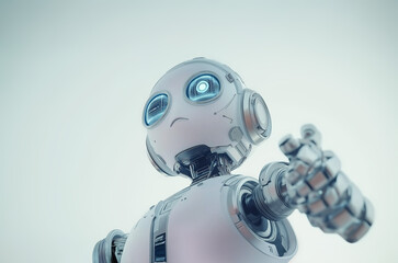 Robot IA triste en plan serr&eacute; en ext&eacute;rieur