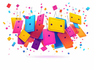 Flat Glossy Clearance Sale Background Design with Flashing Price Tags for Retail Promotions & Discount Events