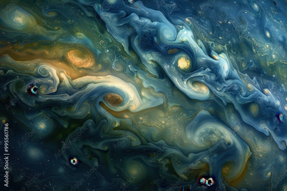 Fototapete a mesmerizing view of swirling cosmic clouds and celestial bodies in deep space, showcasing vibrant 