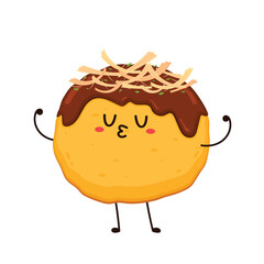 Takoyaki character. vector. Takoyaki on white background. Takoyaki isolated.