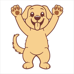 Obraz premium A Golden Retriever Dog dancing with joy and confidence, Dog Cartoon isolated vector illustration 