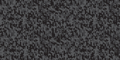 Abstract geometric black and gray cube background seamless mosaic and low polygon triangle texture digital retro origami wall banner wallpaper.	
