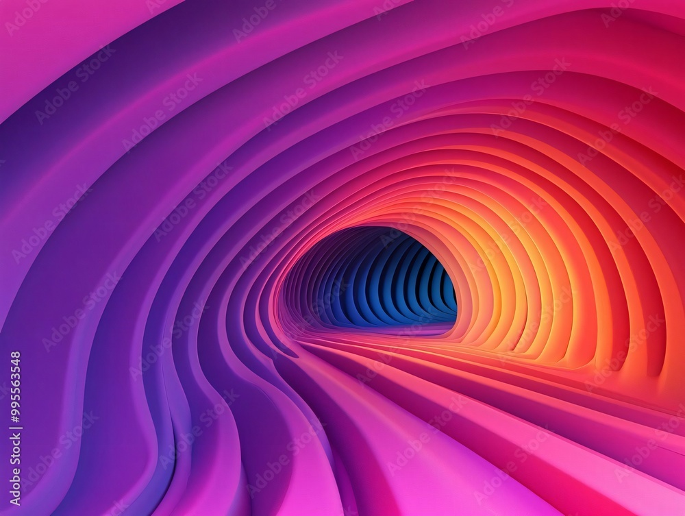Poster a vibrant and colorful tunnel creating an abstract and immersive visual experience with flowing curv