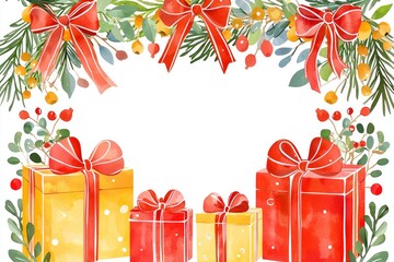 Watercolor Christmas Gift Border