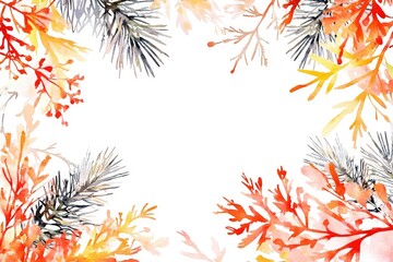 Naklejka premium Watercolor Floral Frame with Delicate Branches
