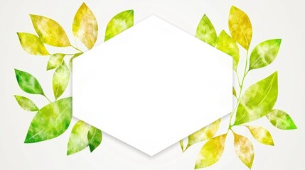 Naklejka premium Watercolor Green Leaves Frame