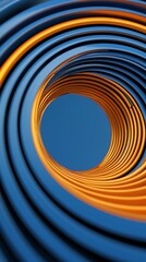 Obraz premium A vibrant spiral design featuring blue and orange hues, creating a dynamic and modern abstract composition.