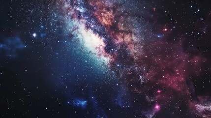 Fototapeta premium Abstract Cosmic Scene: An abstract background depicting a cosmic scene with stars, nebulae, and galaxies.