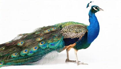 Obraz premium Peacock images, a peacock on a white isolated background