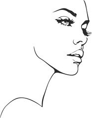 Abstract Female Face Line Art Drawing. Woman Face Minimalist Illustration. Woman Minimal Sketch Drawing. Abstract Line, Home Decor, Wall Art. Vector EPS 10	