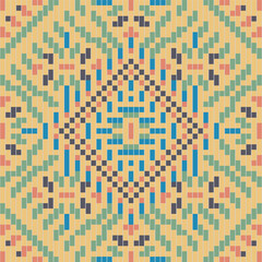 Stitch Ndebele Traditional Pattern Artfolk Embroidery, Aztec Geometric Ornament Print. Design for Carpet, Wallpaper, Clothing, Wrapping, Fabric