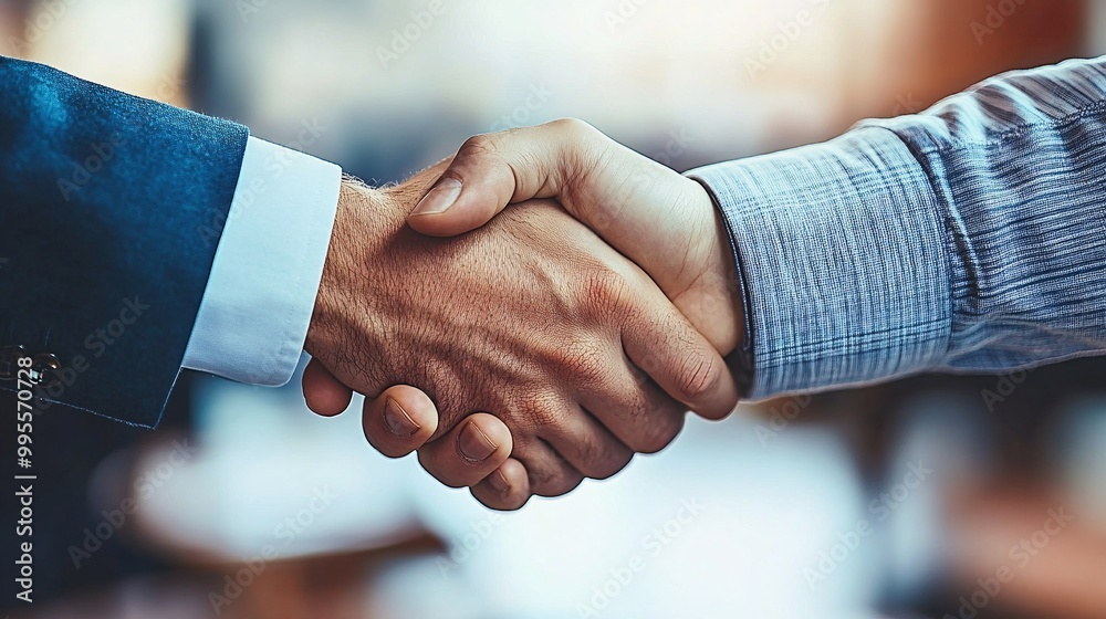 Poster a young professional shaking hands with a mentor at a business event symbolizing mentorship and pers