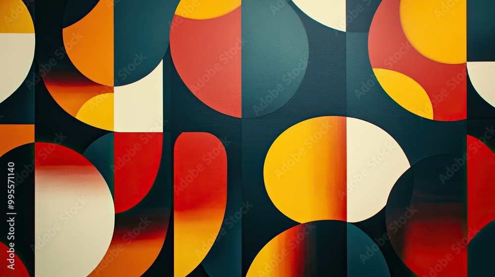 Aufkleber Geometric pattern with contrasting shapes and colors, with ample room for copy in the empty spaces