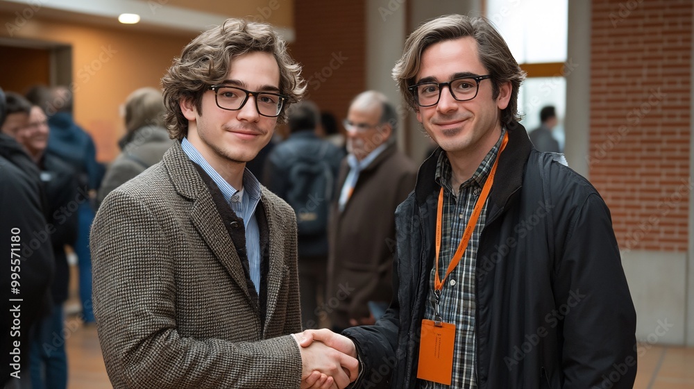 Aufkleber a young professional shaking hands with a mentor at a business event symbolizing mentorship and pers