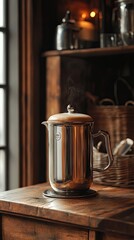 Modern Milk Frother on Wooden Table