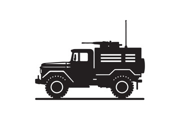 Military truck clipart vector silhouette isolated in white background