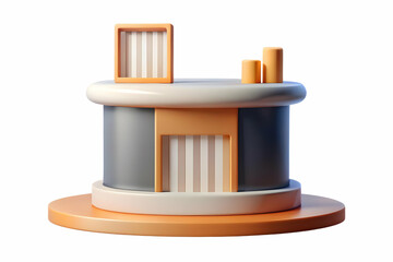 Flat Minimalist Podium Design with Barcode and Sale Sign for Retail Advertising - Ideal for Business Campaigns with Ample Copy Space