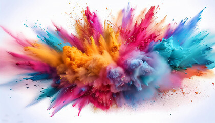colorful watercolor rainbow smoke bomb effect in white background