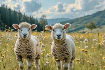 Fototapeta premium Two sheep in a meadow.