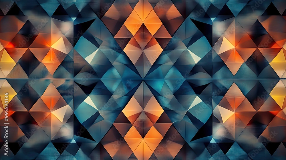 Aufkleber symmetrical pattern of repeating triangles and diamonds, with copy space in the surrounding areas.