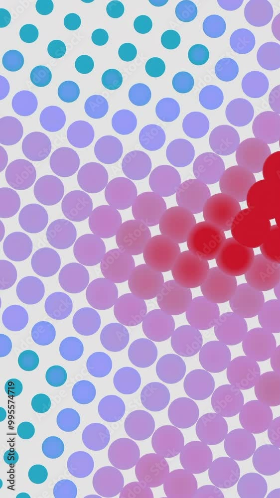 Poster moving multicolored spots on dot pattern. design. effect of heat waves from dot pattern on white bac