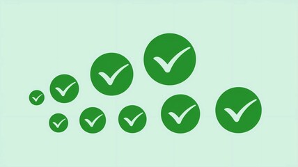 A set of ticks. Green. Set of signs isolated on a white background.