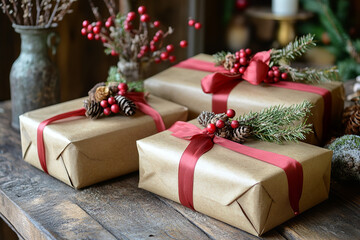 Handcrafted Cider Christmas Gifts on Rustic Wooden Table